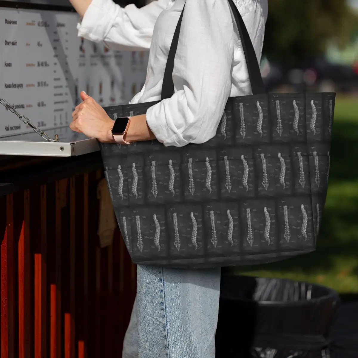 Bolso de mano grande con estam - Yoga Anatomy Of Fitness reseña y precio